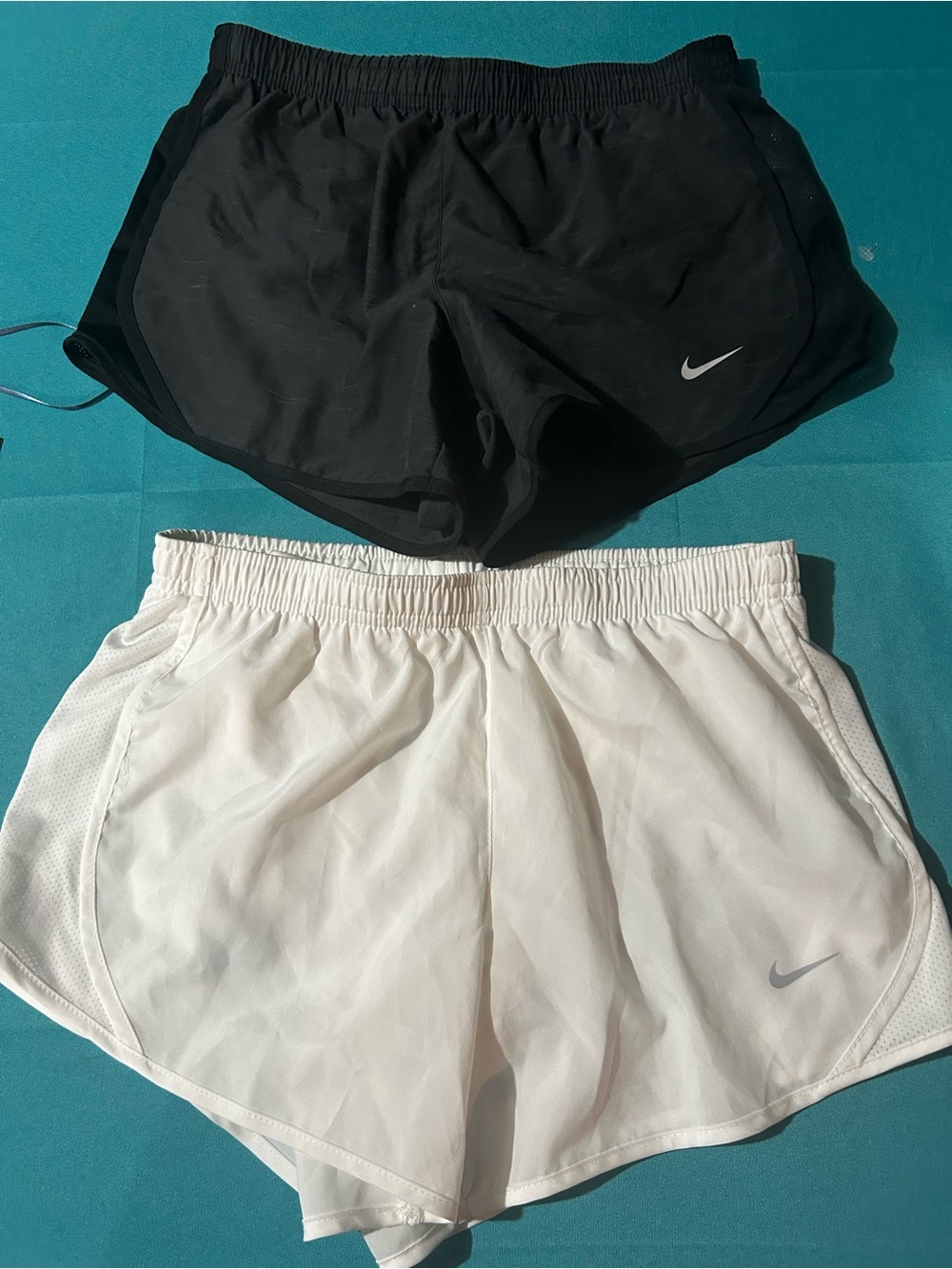 Nike White and Black Dri-FIT Training Shorts
